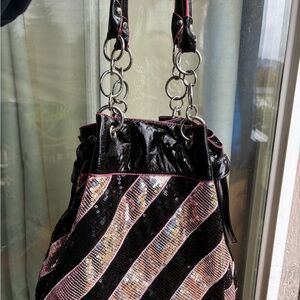 Stylish Black and Pink Sequin Women's Bag